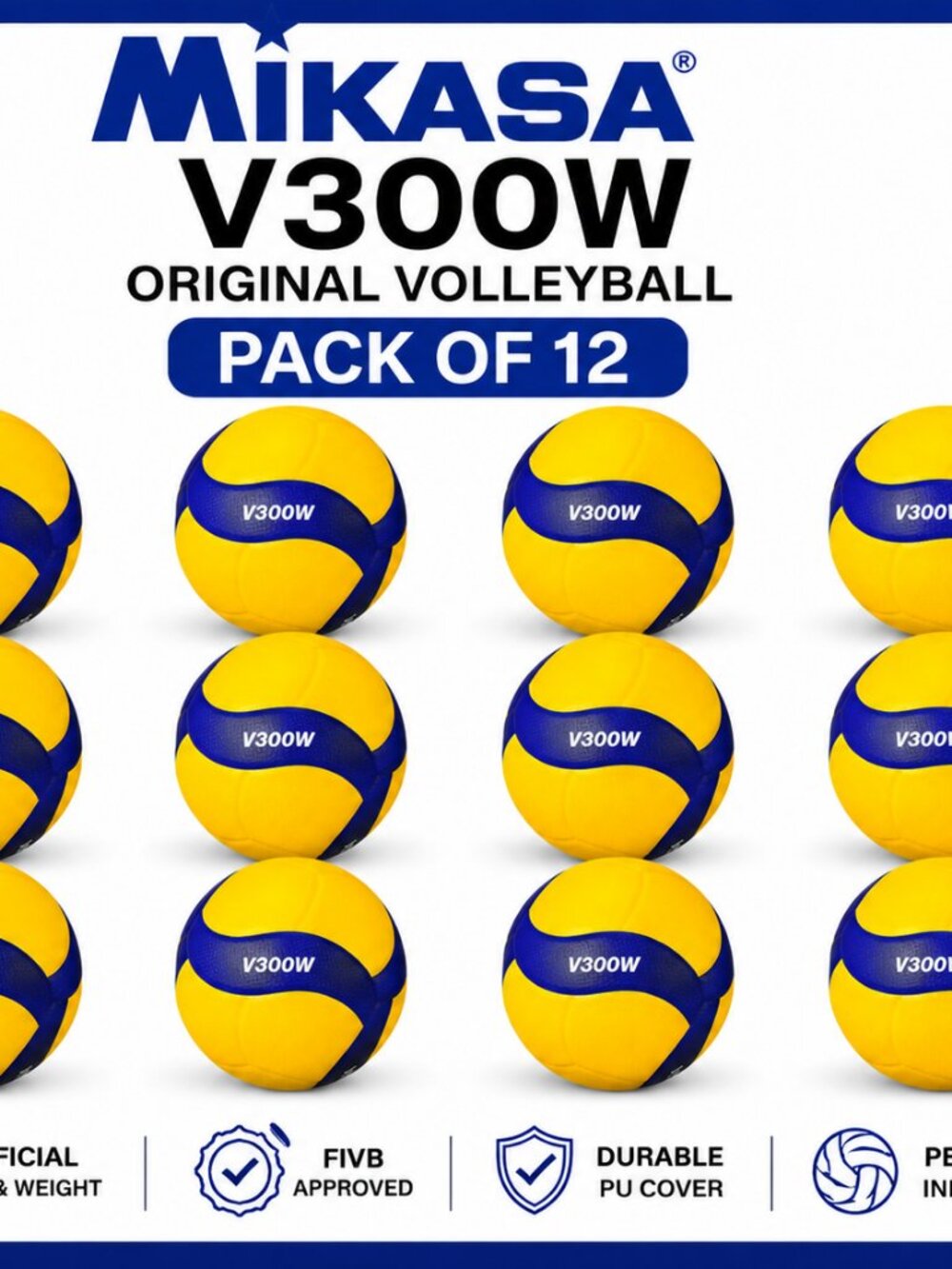 Mikasa V300W Volleyball Ball Professional Volleyball Ball Size 5 pack of 12